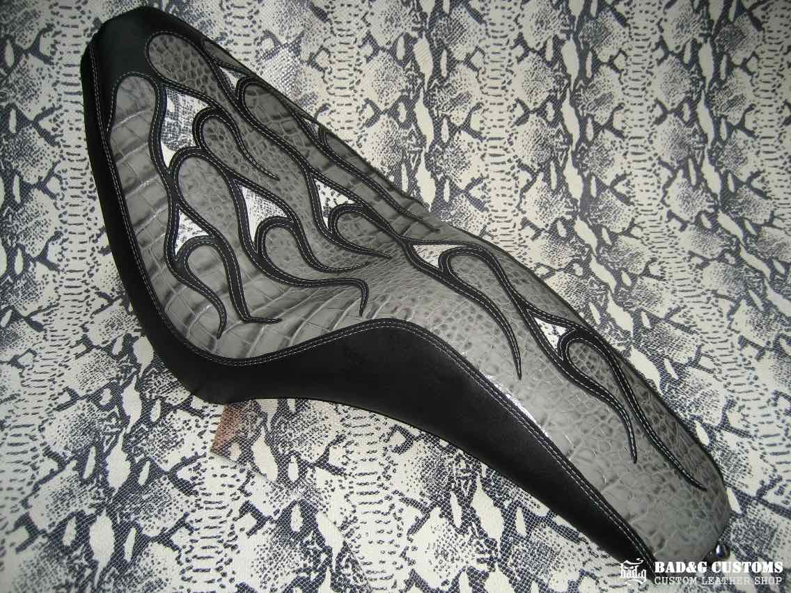 Harley-Davidson Softail Snake Skin Custom Seat and Saddlebags