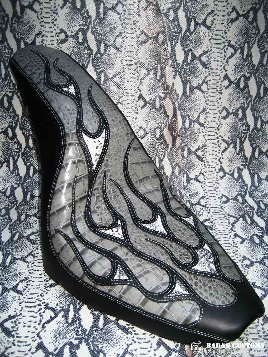 Harley-Davidson Softail Snake Skin Custom Seat and Saddlebags