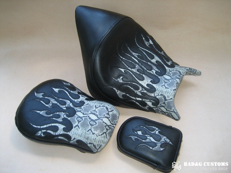 Honda VTX 1300 1800 Snake Skin Flames Custom Seat