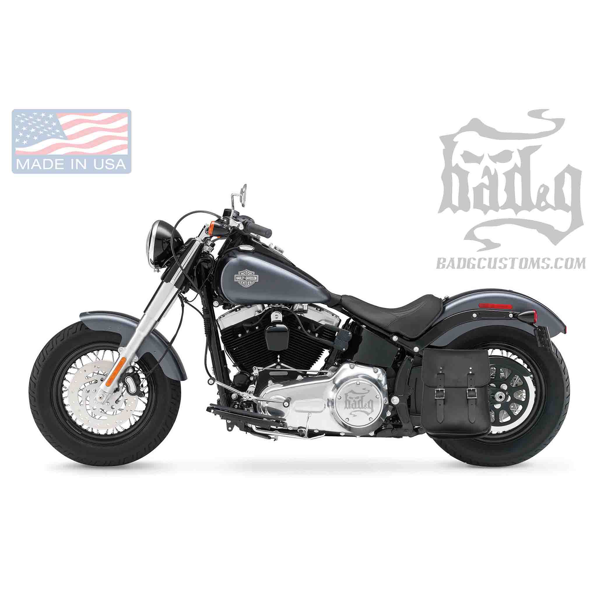 Upgrade your Harley-Davidson® Softail with the SHL04 Left Side Swingarm Solo Bag. Hand crafted in USA with premium leather and top quality hardware. Designed to fit all 2018-Later Harley-Davidson® Softail models*. Durable and stylish, it features easy installation and it's the perfect fit for your motorcycle.