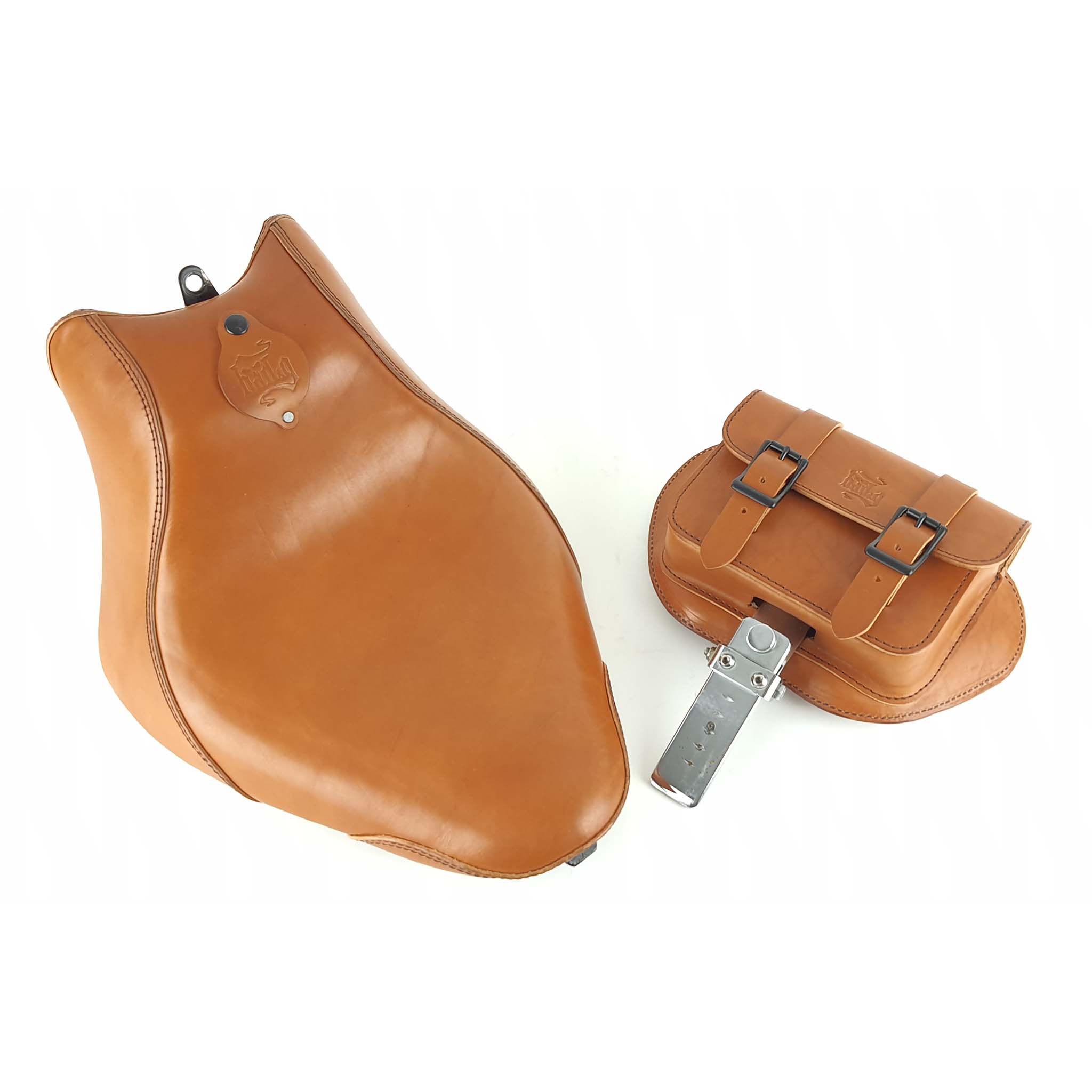 Harley-Davidson Softail Steer Hide Custom Seat Backrest and Saddlebags